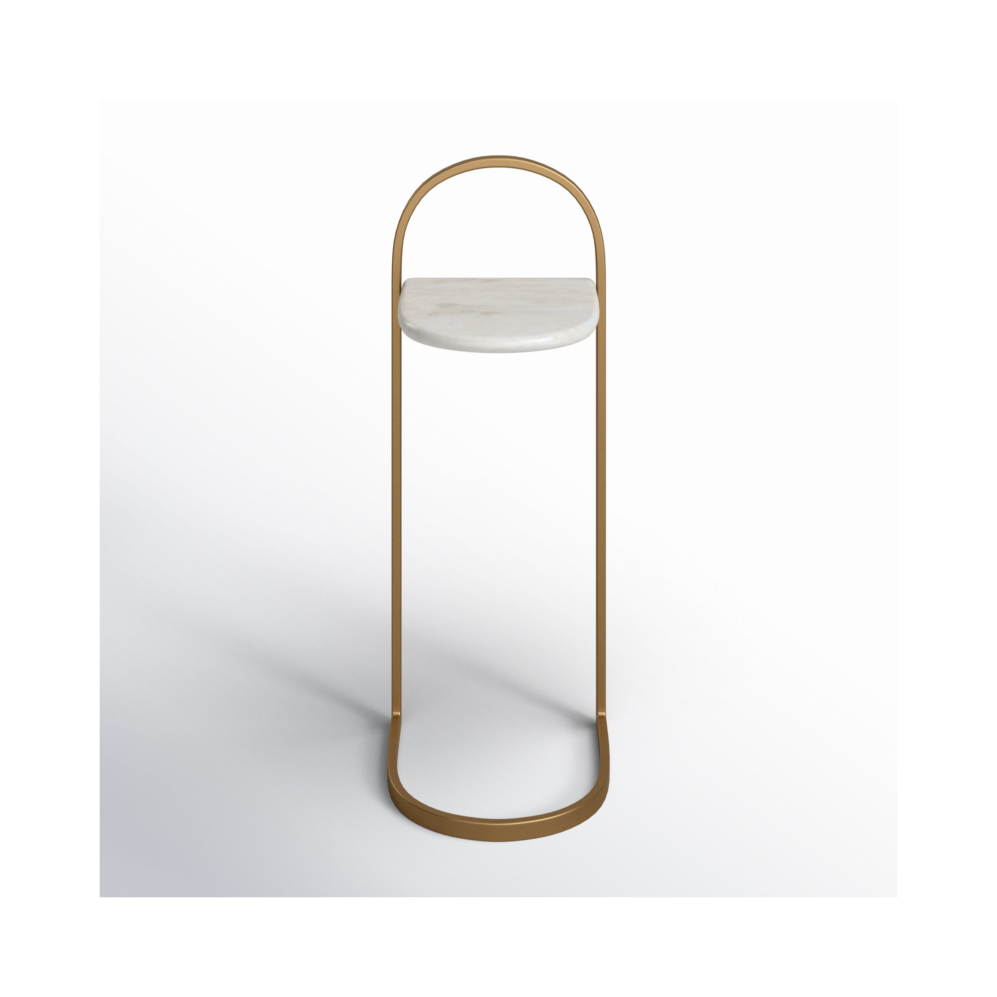 Sarda 26"H Gold Metal C-Table with Abstract Marble Top: A Glamorous and Unique Accent Table for Your Living Room or Bedroom