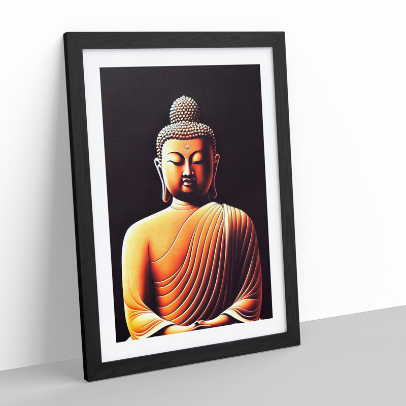 Vibrant Buddha - Single Picture Frame Print, Black , 34cm H x 25cm W x 2cm D