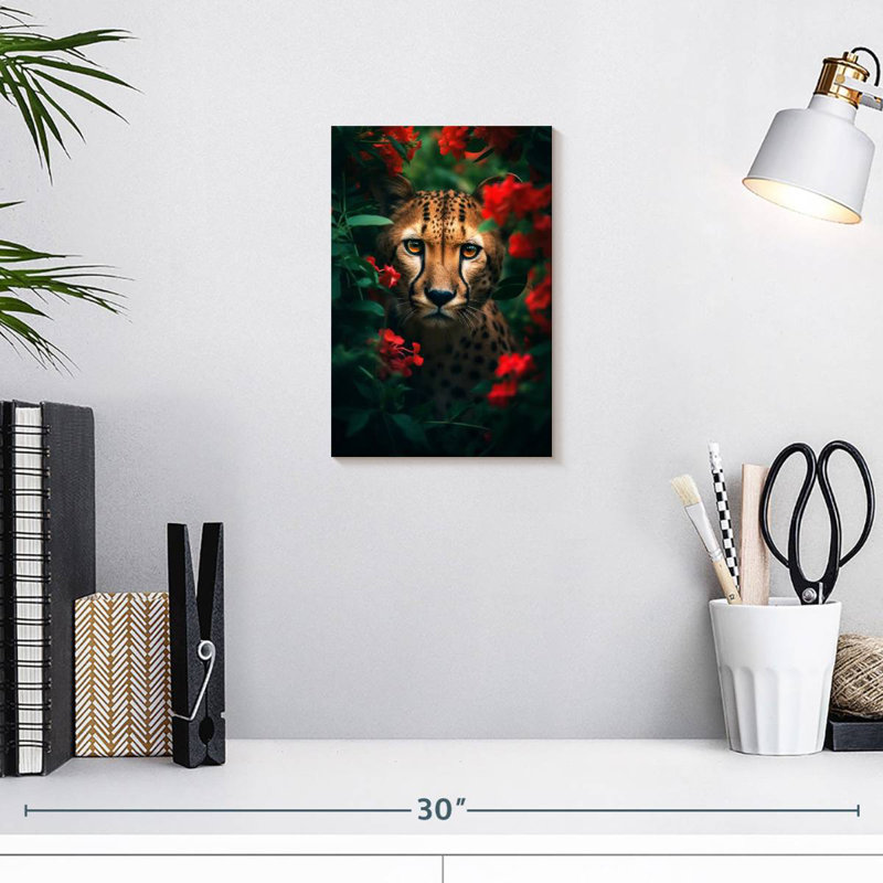 Brampt Cheetah Flowers I, 12" H x 8" W
