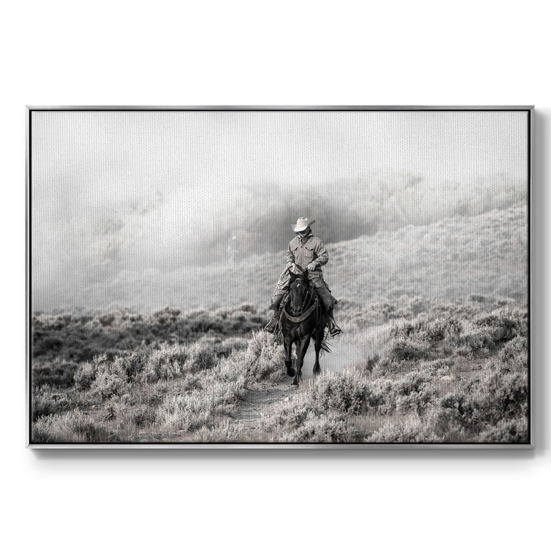 Cowboy, reproduction d'art sur toile, H 25 po x l 37 po x P 2 po, Argent