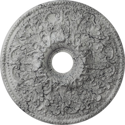 Endurathane Ashley Ceiling Medallion, 23 7/8"OD x 4"ID x 2 1/8"P (Fits Canopies up to 4 3/4"), Hand-Painted Ultra Pure White Crackle Finish