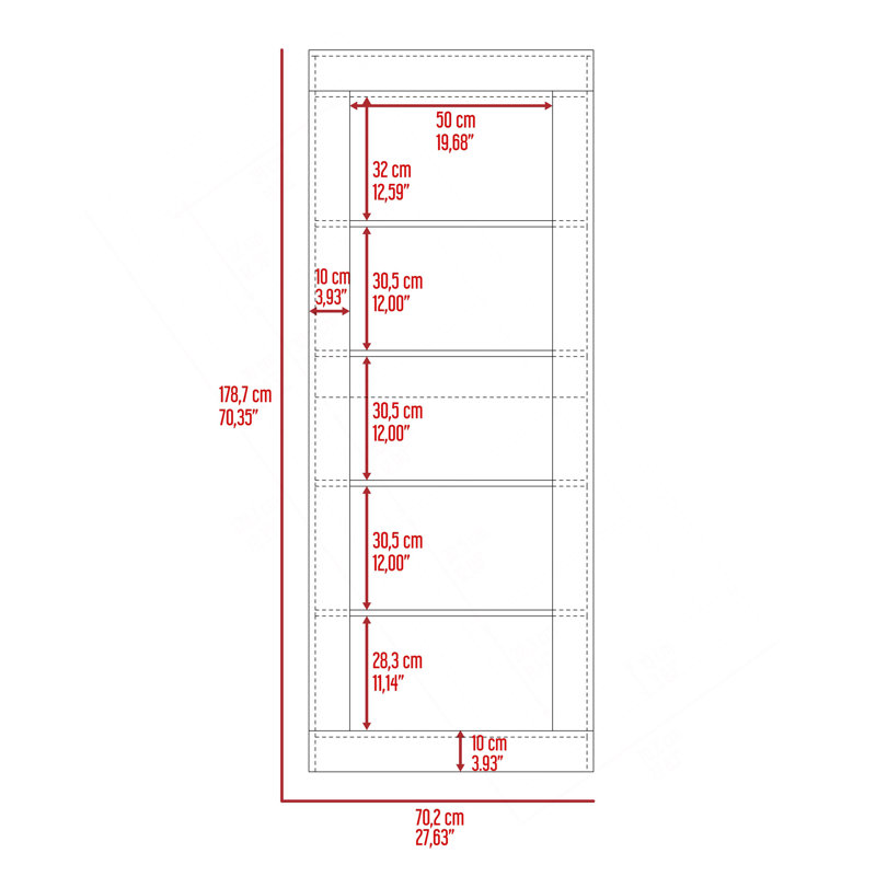 Andina Bookcase, Vertical Design, Five Shelves -Black