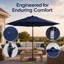 Parasol de patio 7,5 pi avec manivelle et inclinaison, bleu, 6 côtes, polyester imperméable, sans la base du parasol-131124788