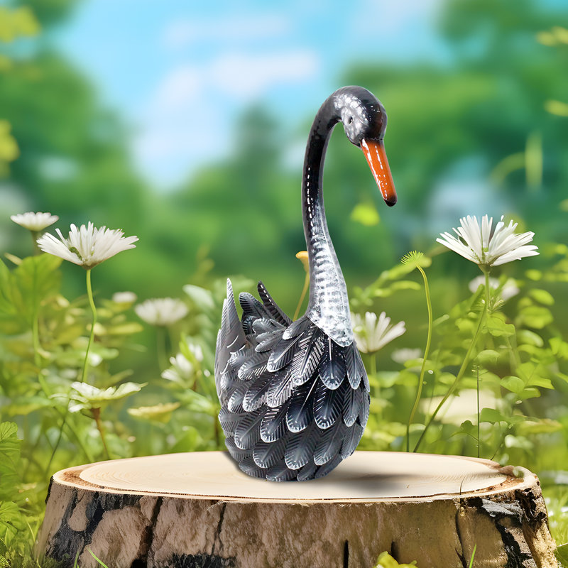 Color Swan Metal Garden Statue
