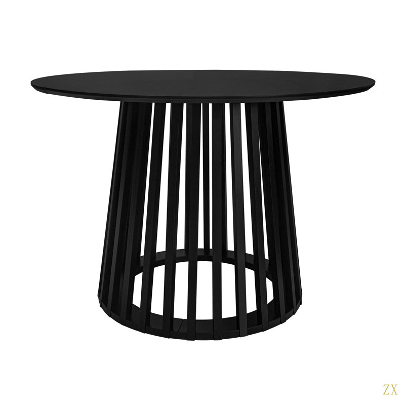 Table basse ronde, moulure en grille, convient à la chambre à coucher, au salon, au balcon, Noir