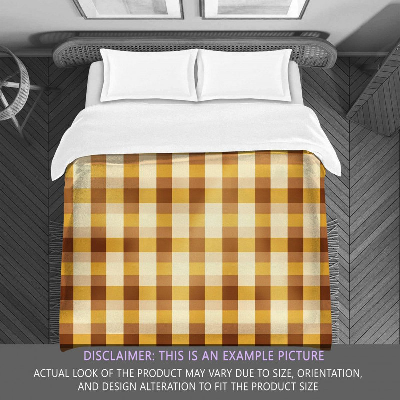 Gingham Comforter, Brown/Yellow, King Comforter