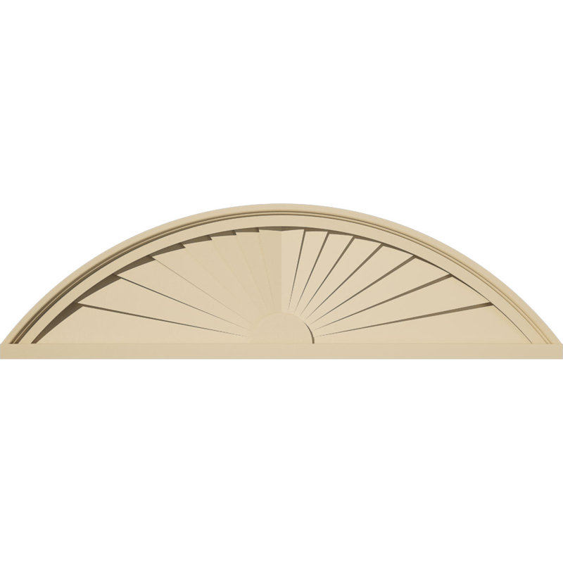 Segment Arch Sunburst Signature Urethane Combination Pediment, Primed Tan, 38" x 10.5" x 2" , None