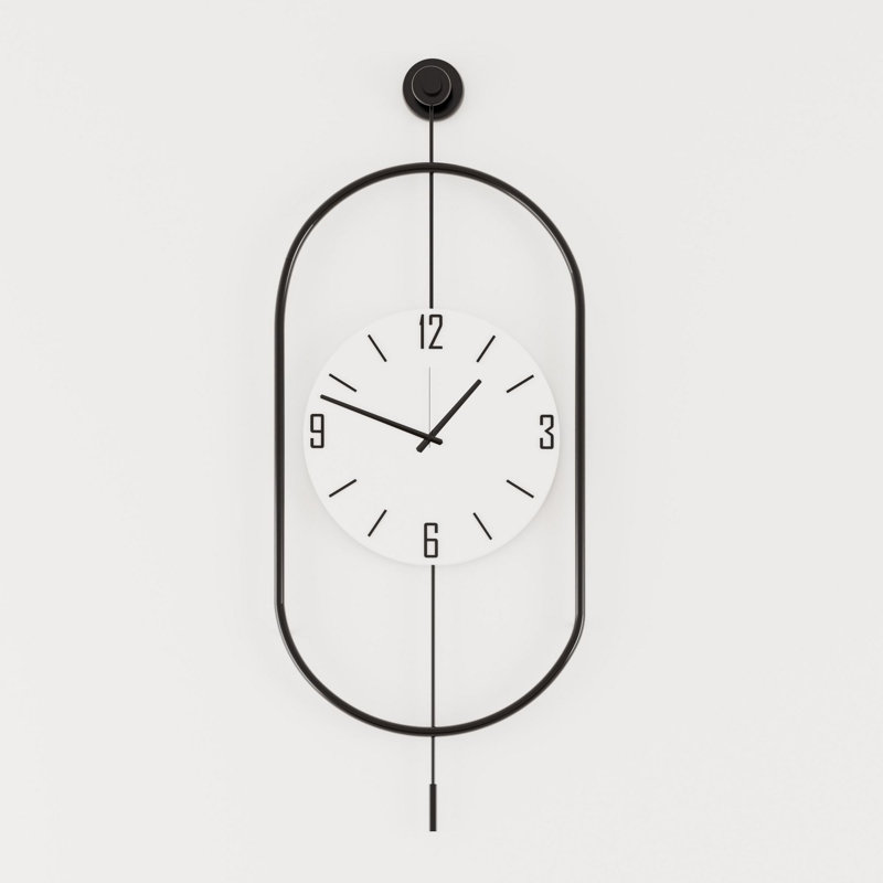 Horloge murale élégante en métal 13,8 po x 33,5 po x 2,8 po | Fabrication 100% métal, finition noire | Léger à 5,5 lb | Parfait pour la décoration intérieure, le salon et le bureau, la montre élégante et fonctionnelle