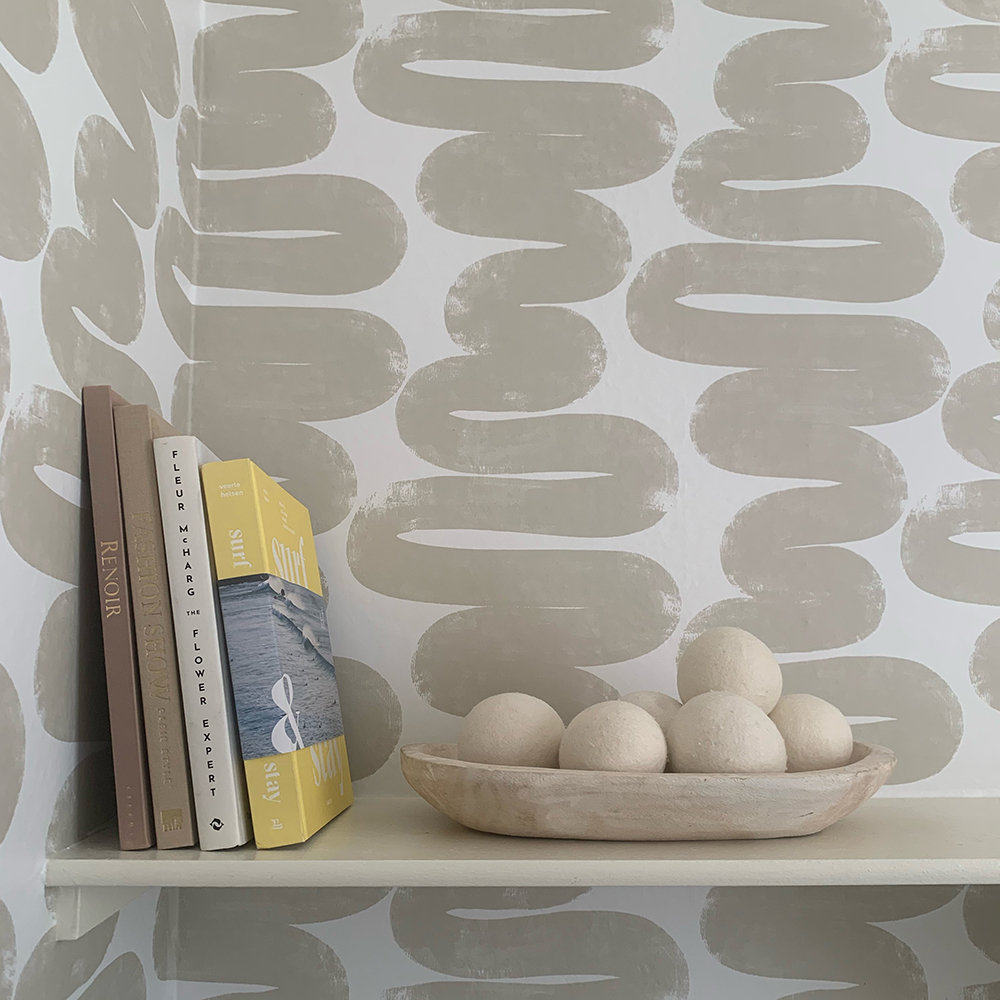 Bobby Berk Wiggle Room Self-Adhesive Wallpaper Roll, 16.5" L x 20.5" W, Beige/White