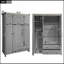 Armoire de rangement à trois portes avec armoires et deux tringles, gris