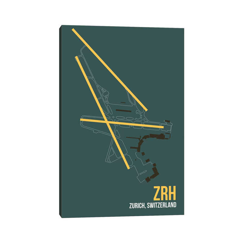 ZRH Diagram, Zurich - Wrapped Canvas Print, 152.5 cm H x 101.5 cm W