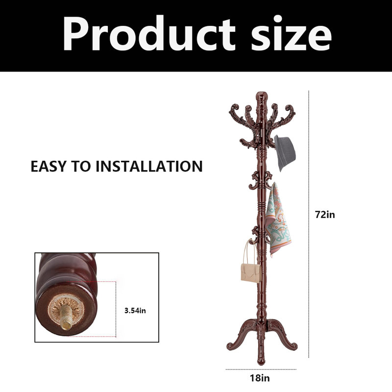 Coat Rack Freestanding With 14 Sturdy Hooks