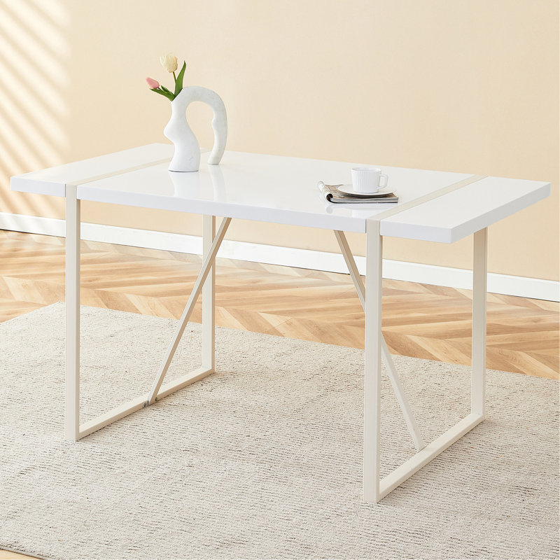 Table de salle à manger Industrial, H 30 po x L 55 po x l 31,4 po, Blanc
