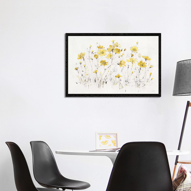 Wildflowers I Bright Yellow by Lisa Audit - Print on Canvas, 66.04 cm H x 45.72 cm W, Black Framed