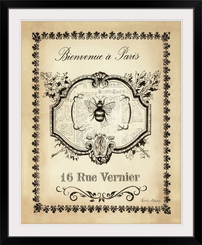 «Paris Bees I», impression, H 38 po x l 32 po x P 1 po, Cadre noir
