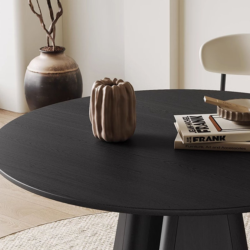 Black Round Simple Dining Table Sets., 29.53"H x 47.24"L x 47.24"W