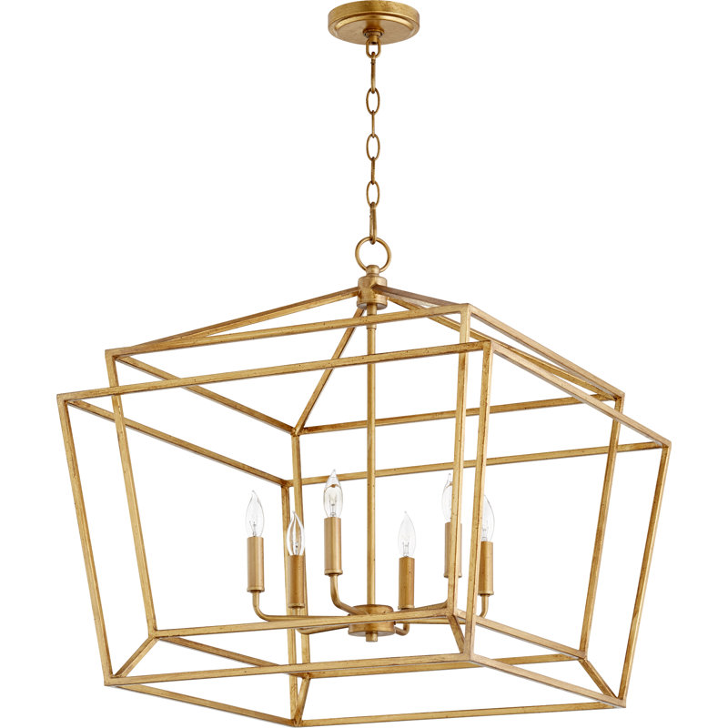 Sonnenberg 6 - Light Dimmable Lantern Chandelier, Gold Leaf