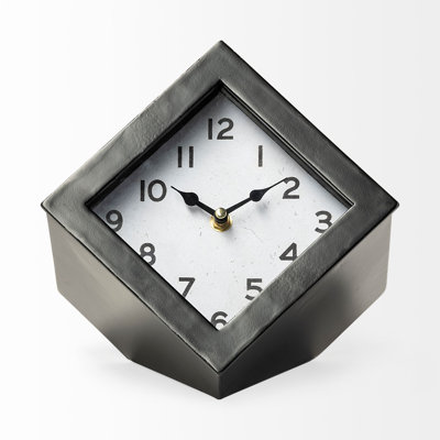 Analogue Metal Quartz Movement / Crystal Tabletop Clock in Black