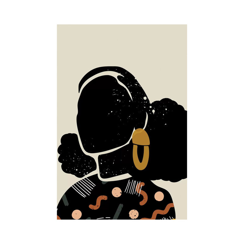 Black Hair IV - impression d'art graphique, Pas de tapis, Toile tendue, H 18 po x l 12 po x 1,5 po