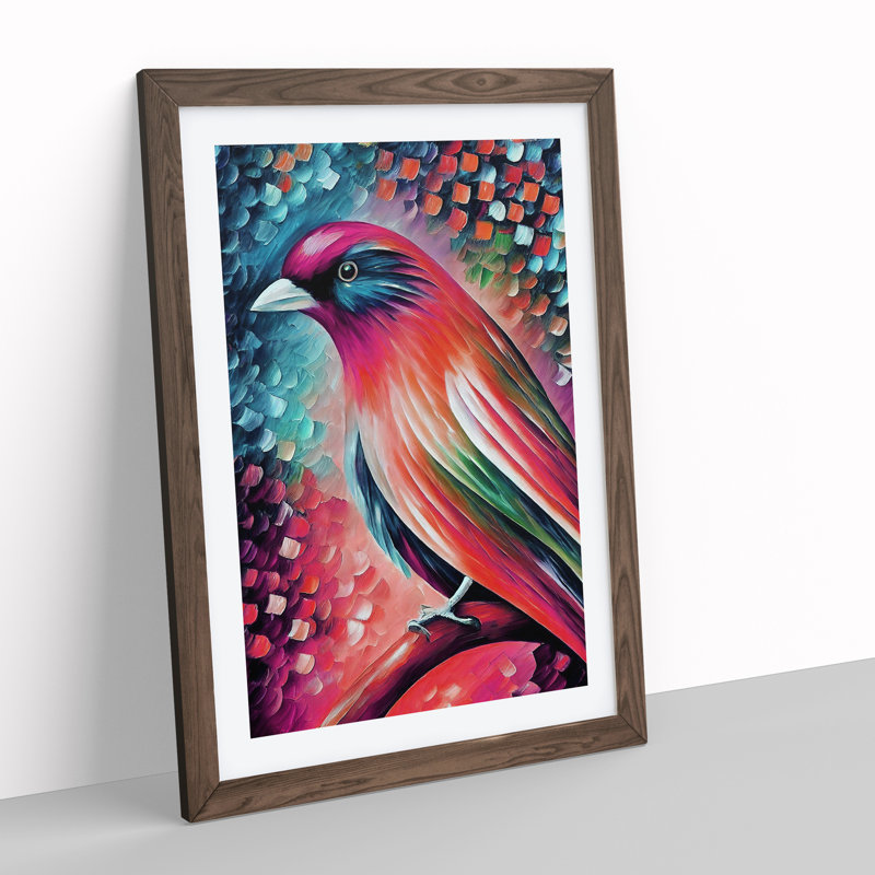 Beautiful Bird No.3 - Single Picture Frame Print, 46cm H x 34cm W x 2cm D, Walnut Framed