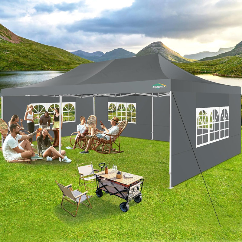 13x26 Pop Up Canopy with 6 Sidewall,Heavy Duty Canopy , Gray