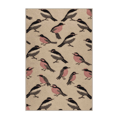 Washable Long tailed Tit Birds Area Rug