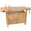 50" Professional Rubberwood Solid Wood Workbench-3 Drawers, 1 Cabinet Door & Open Shelf, Natural Finish For Garage, Woodworking Carpenter Workshop & Home Use