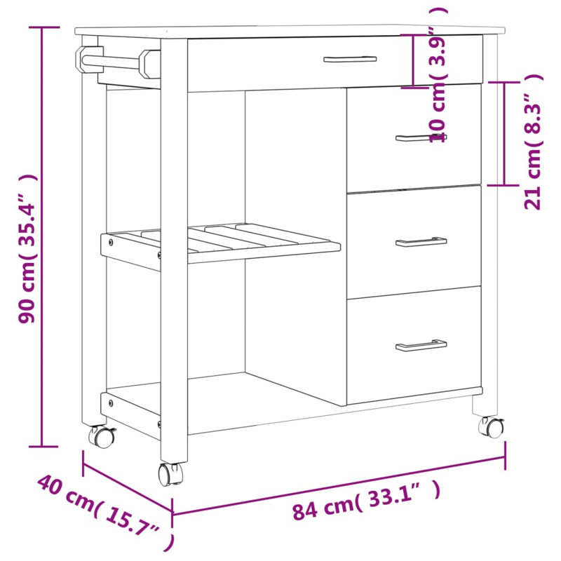 Kitchen Serving Cart, White