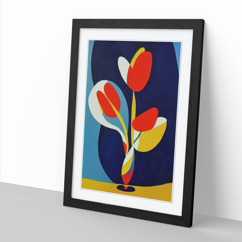 Tulip Flower Abstract Vol.2 1 Piece Single Picture Frame Wall Art, 34cm H x 25cm W x 2cm D, Walnut