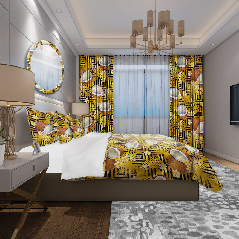 Ensemble de housse de couette tropical, Housse simple + 1 taie décorative