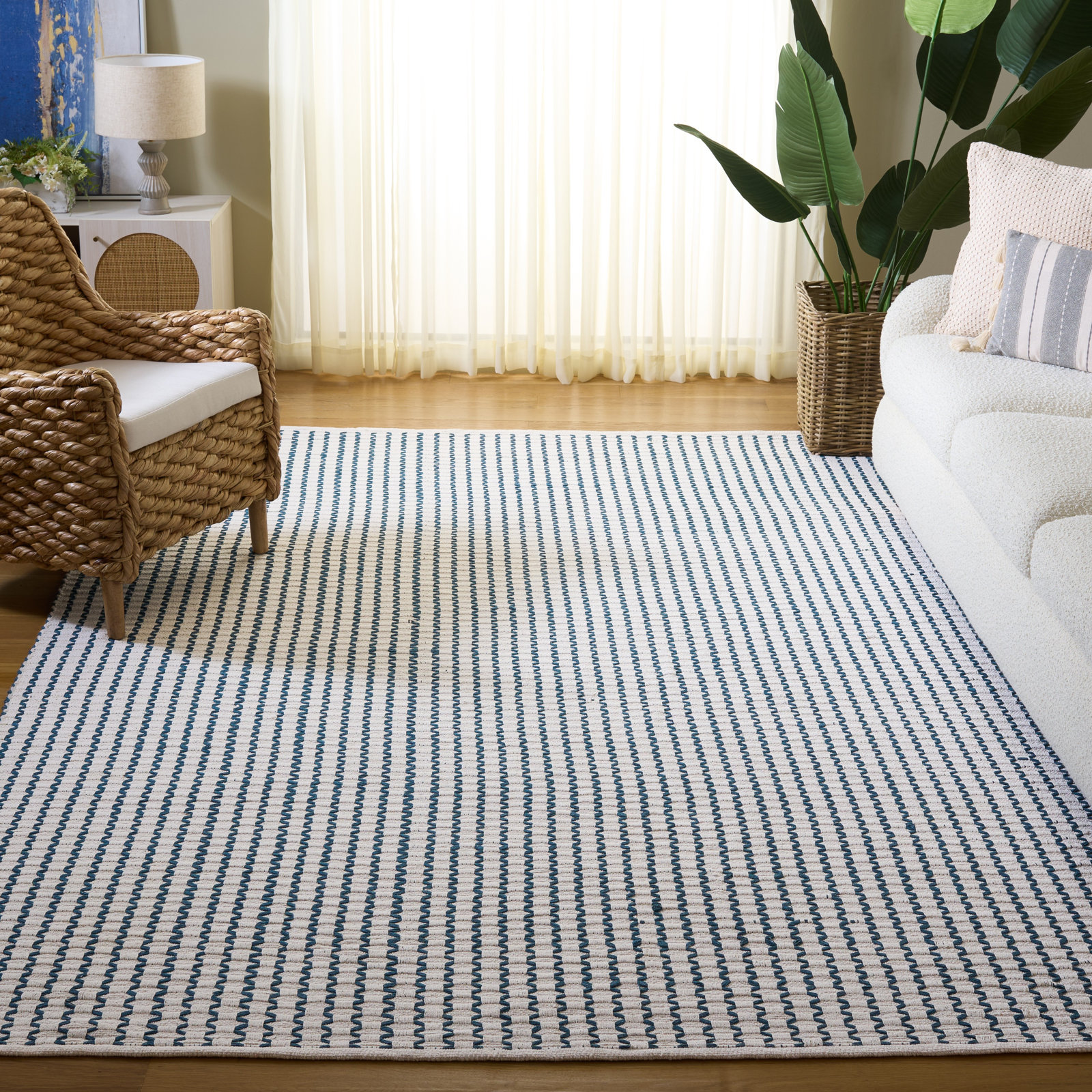 Hand-Woven Chevron Cotton Rug, Rectangle 8' x 10'