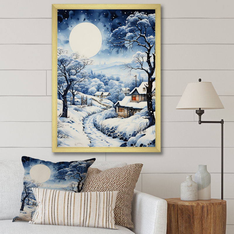 Harmony of Winter Village V - Imprimé, Cadre doré à une seule photo, H 20 po x l 12 po x P 1 po