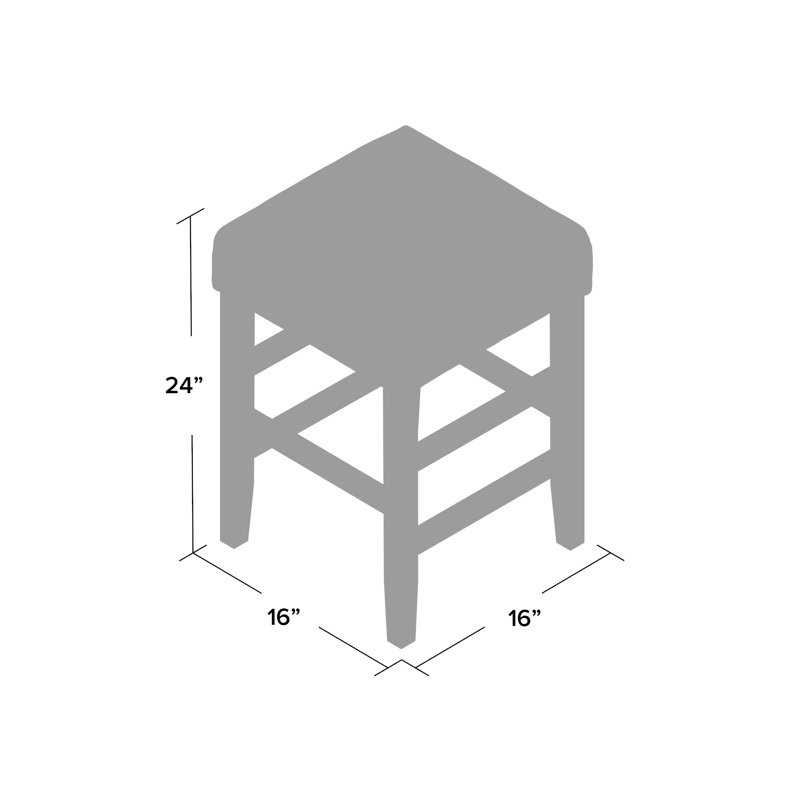 Black and White Plaid Wood Backless Counter Stool