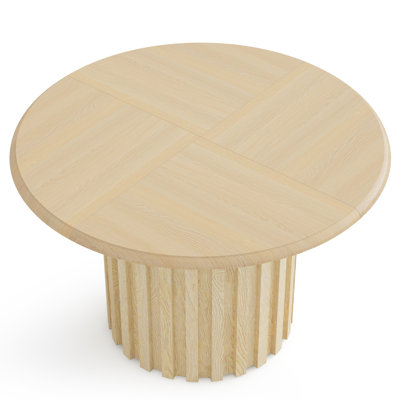 Table de salle à manger ronde cannelée moderne 47 "avec base piédestal