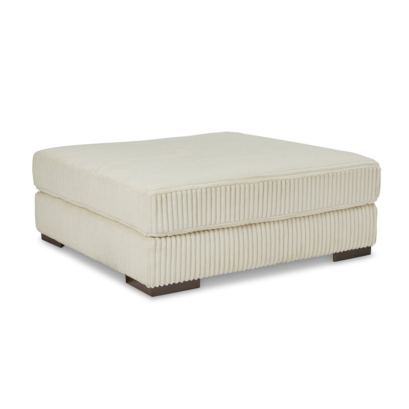 Lindyn 52" Wide Square Cocktail Ottoman, Ivory Polyester