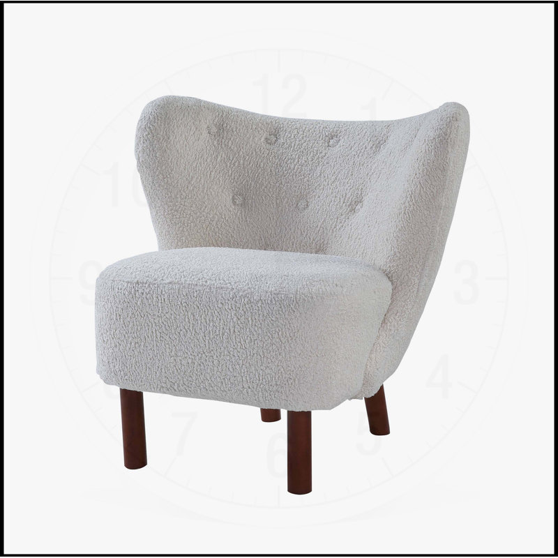 Fauteuil d'appoint en sherpa Zusud blanc avec design classique à oreilles et confort moelleux, parfait pour les espaces de vie modernes et confortables.