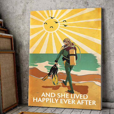 Scuba Diving - She Lived Happily Ever After Gallery Wrapped Canvas