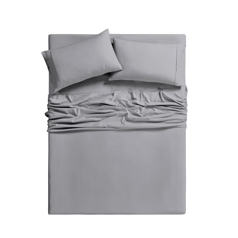 Bibb Home Bamboo 1800 Thread Count Deep Pocket Sheet Set, Gray, California King Sheet Set with 4 Pillowcases