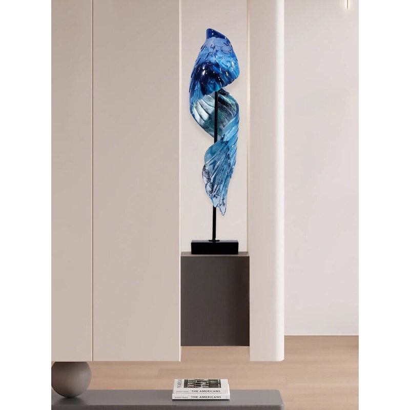 Aile de décoration en résine bleue légère de luxe italien, 37.4" H x 9.84" W x 9.06" D