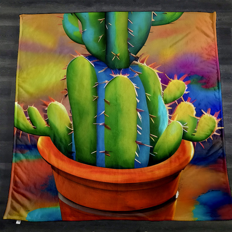 Throw Blanket, 51" W x 60" L, Floral/Abstract, Green/Red/Purple/Blue