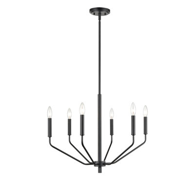 6 lumières 24 po Lustre noir mat