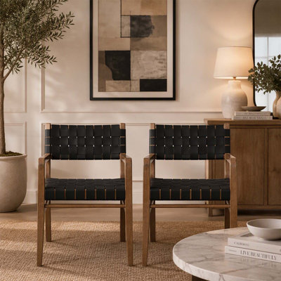 Ensemble de 2 chaises de salle à manger d'intérieur élégantes avec revêtement en cuir PU et bois d'hévéa, parfaites pour un décor industriel moderne et un confort d'assise optimal.