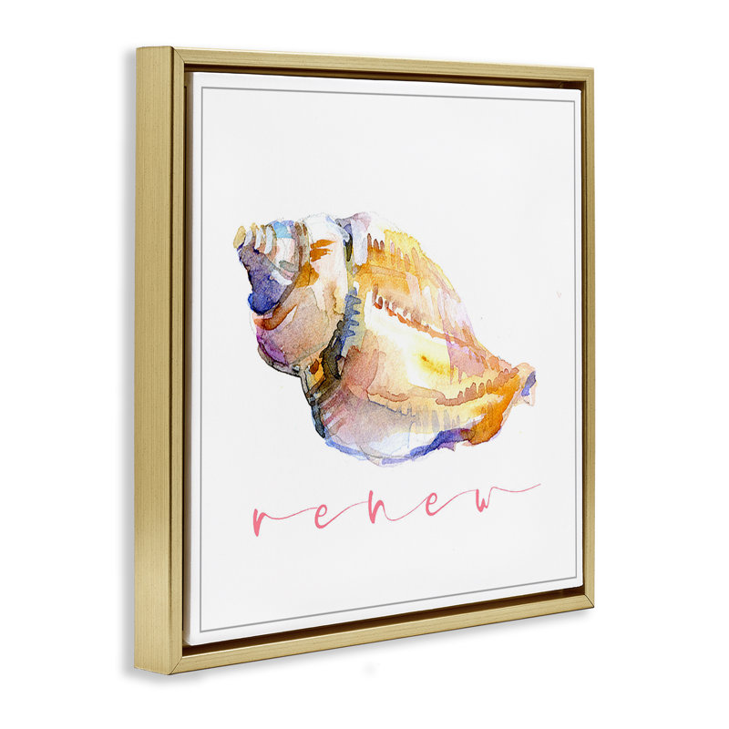 «Conch Shell Renew» par John Keeling, Cadre flottant métallique doré, H 18 po x l 18 po