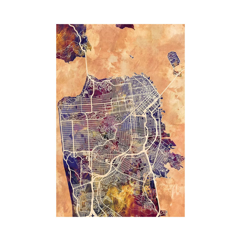 San Francisco City Street Map II by Michael Tompsett - Wrapped Canvas Gallery-Wrapped Canvas Giclée