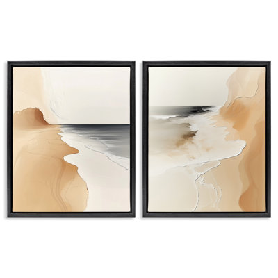 «Abstract Beach Dunes», ensemble de 2 toiles flottantes encadrées, design par Annabelle Hall