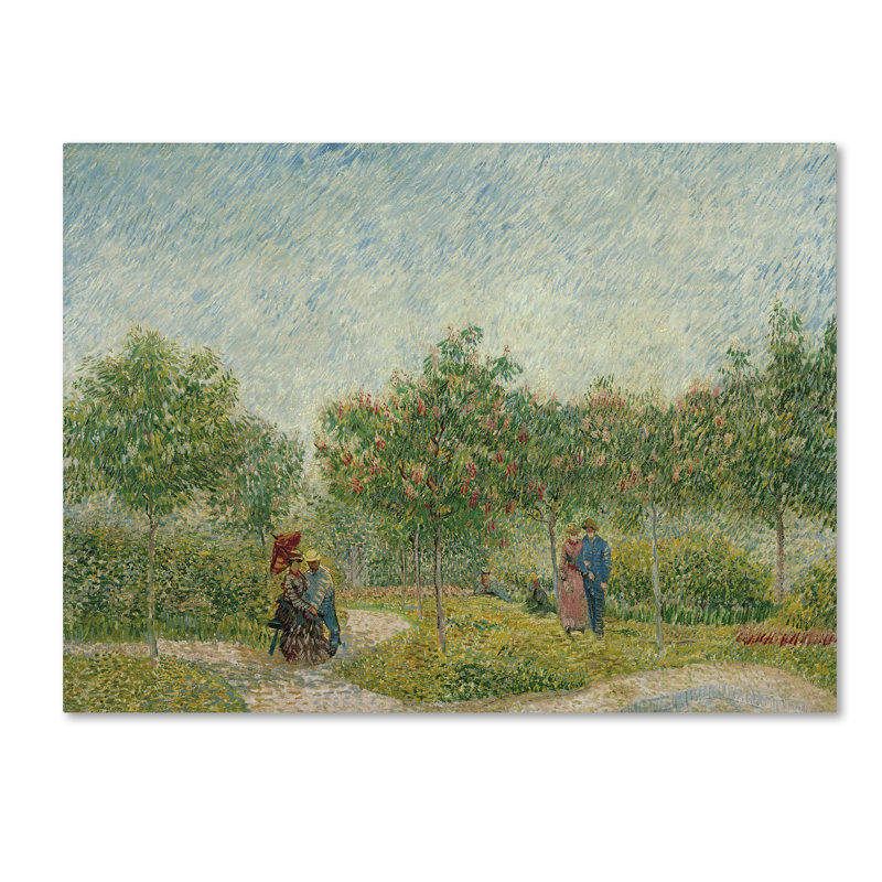 «Garden In Montmarte With Lovers» par Vincent Van Gogh - reproduction d'art sur toile tendue, H 18 po x l 24 po