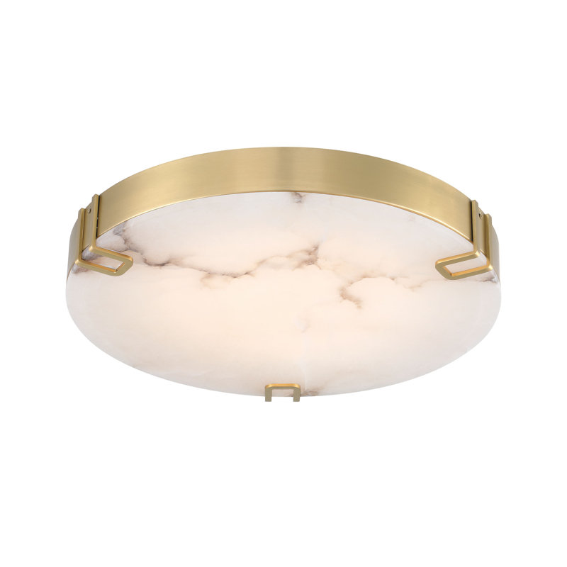 Noga, plafonnier encastré, albâtre, Doré, H 2,25 po x l 22 po x P 22 po