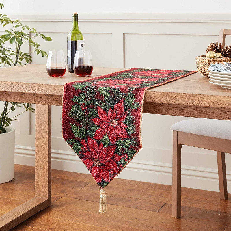 Seasonal Poinsettia Table Runner