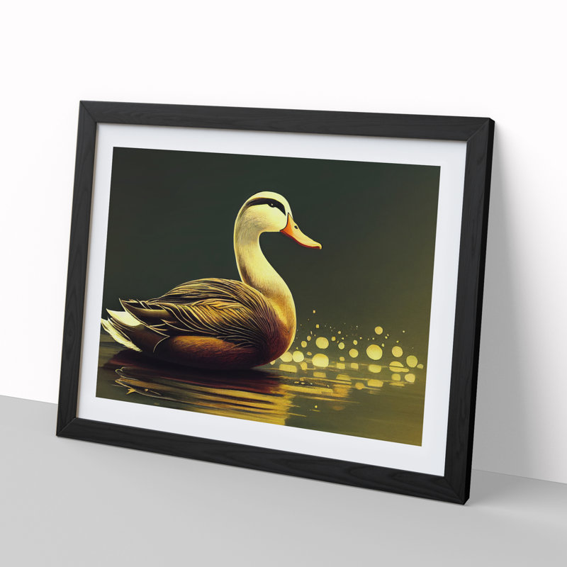 Luminous Duck - Single Picture Frame Print, Black, 46cm H x 64cm W