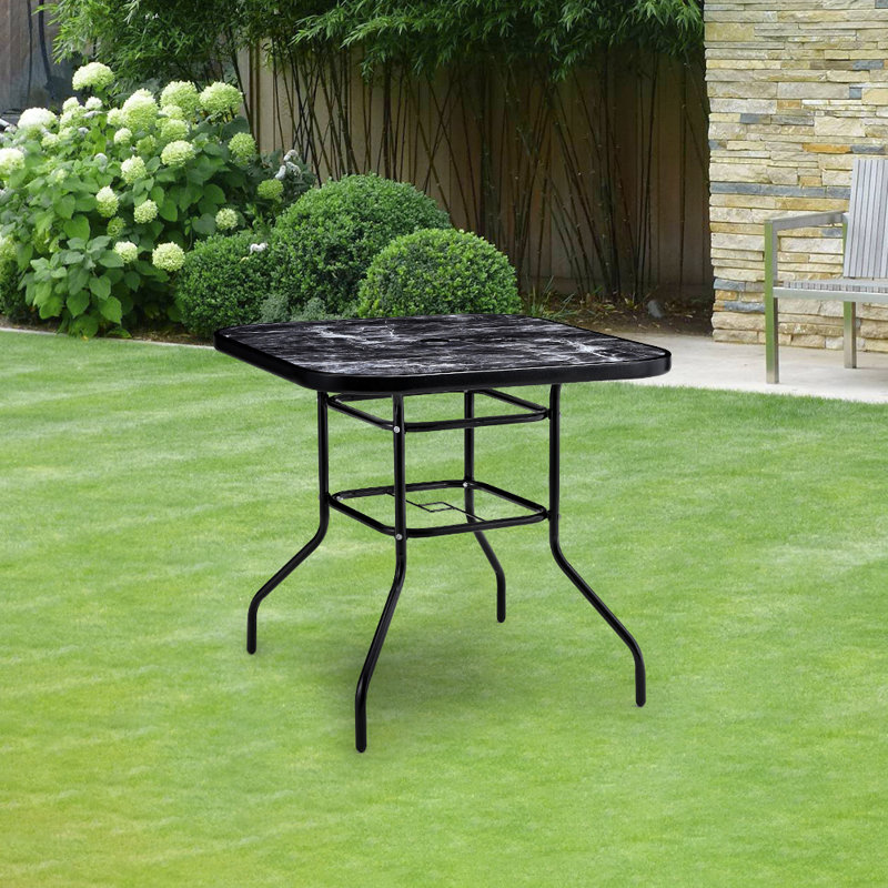 Brielynn Square Metal Folding Outdoor Dining Table With Umbrella Hole , 80cm cm W 80cm cm D